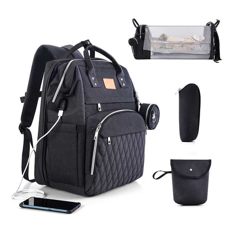 Photo 1 of Diaper Bag Backpack with Changing Station, ISMGN Large Diaper Bag Multifunctional Diaper Bag Diaper Bags for Boys Baby Shower Gifts Black
