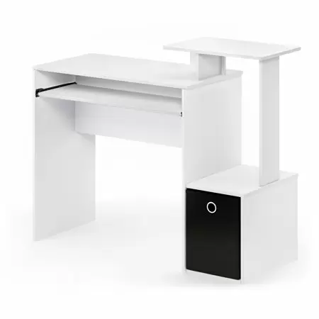 Photo 1 of Furinno Econ Multipurpose Home Office Computer Writing Desk w/Bin, White/Black