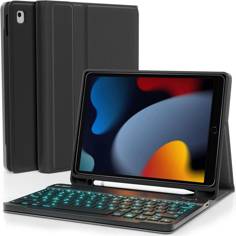 Photo 1 of iPad Case with Keyboard 10.2'' - iPad 9th Generation Case with Keyboard (2021), Built-in Pencil Holder - iPad Case 9th Generation/8th Gen/7th - Black

