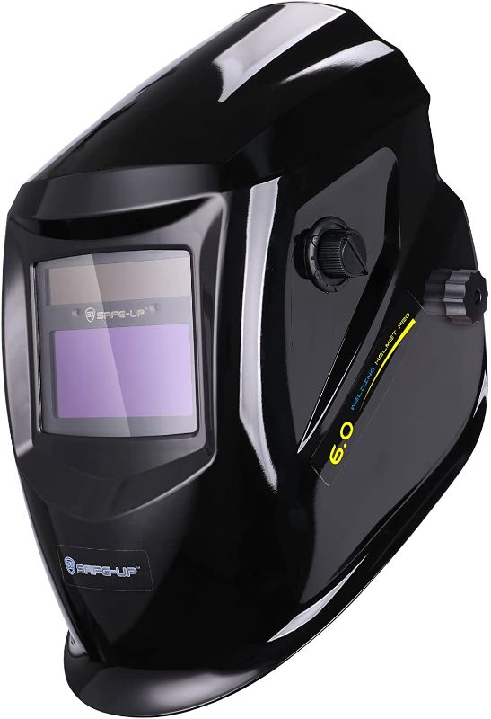 Photo 1 of Auto Darkening Welding Helmet, SU SAFE-UP Solar Powered Welding Helmet Auto Darkening with Adjustable Shade Range 9-13 for TIG MIG ARC True Color Welding Hood, Long-Lasting Battery Welder Helmet
