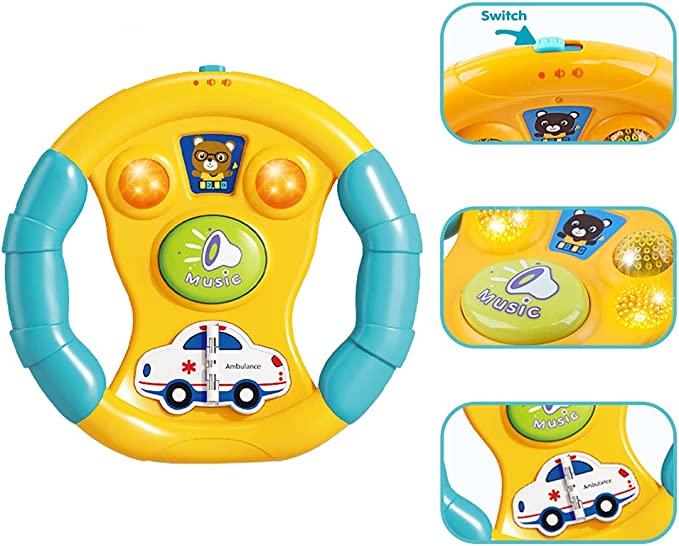 Photo 1 of deAO Kids Steering Wheel Mobile Phone and Car Key Fob Toys for Kids with Light and Sound Effects for Toddlers Simulated Driving Pretend Driving - Great Fine Motor and Sensory Development Toy
