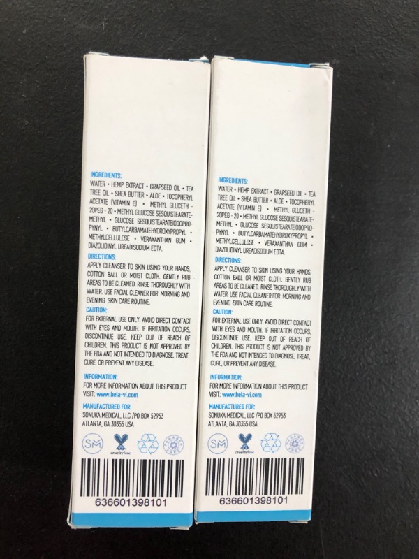 Photo 3 of 2 Pack BELA VI Hydrating Hemp Facial Cleanser | 500mg Hemp Oil | Made in USA | Moisturizing Facial Cleanser | Natural Hemp Oil, Shea Butter, Aloe Vera, Grape
