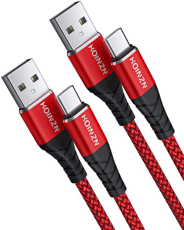 Photo 1 of USB Type C Cable 6 ft [2 Pack],USB-A to USB-C Fast Charger Extra Long Durable Nylon Braided USB C Cord Compatible with Samsung Galaxy S10 S9 S8 S20 A51 A11,Note 10 9 8,USB C Charger Cable Red
