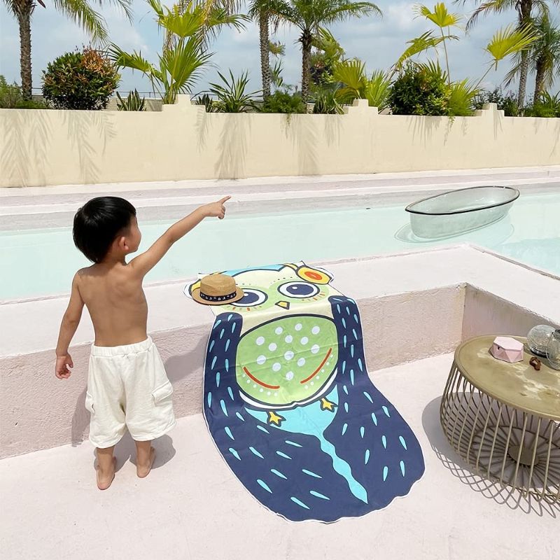 Photo 1 of Winloop Microfiber Towel Beach Towel Quick-Drying Towel Pool Towel for Kids Women Men Boys Grils (29" x 62") inch Owl?Blue?
