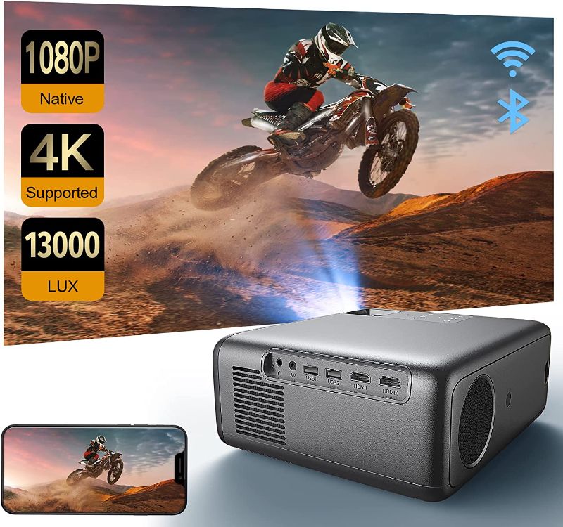 Photo 1 of Raydem Video Projector 13000L 350Ansi Native 1080P 200" Display, 5G WiFi and Bluetooth 5.0, Outdoor Movie LED Projector Supports 4K, HD, Home Theater Projector Compatible with TV Stick,Phone,Computer
