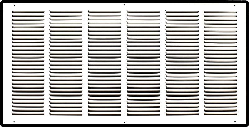 Photo 1 of 30"W x 14"H [Duct Opening Measurements] Steel Return Air Grille (HD Series) Vent Cover Grill for Sidewall and Ceiling, White | Outer Dimensions: 31.75"W X 15.75"H for 30x14 Duct Opening
