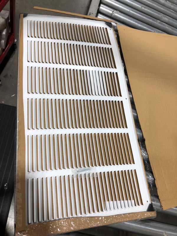 Photo 2 of 30"W x 14"H [Duct Opening Measurements] Steel Return Air Grille (HD Series) Vent Cover Grill for Sidewall and Ceiling, White | Outer Dimensions: 31.75"W X 15.75"H for 30x14 Duct Opening
