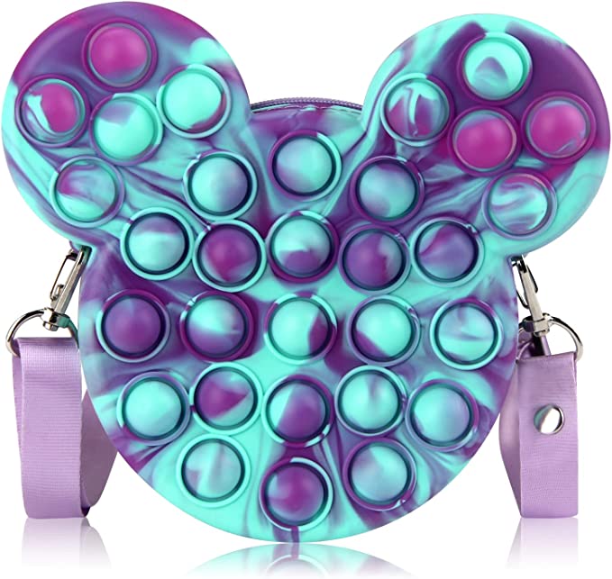 Photo 1 of Pop Girls Purse for Kids 2 4 6 8 10,Sensory Bubble Shoulder Bag Crossbody Backpack Fidget Toys for ADHD Anxiety ,Litter Mouse Wallet Mother's Day Christmas Thanksgiving Birthday Party Gifts
