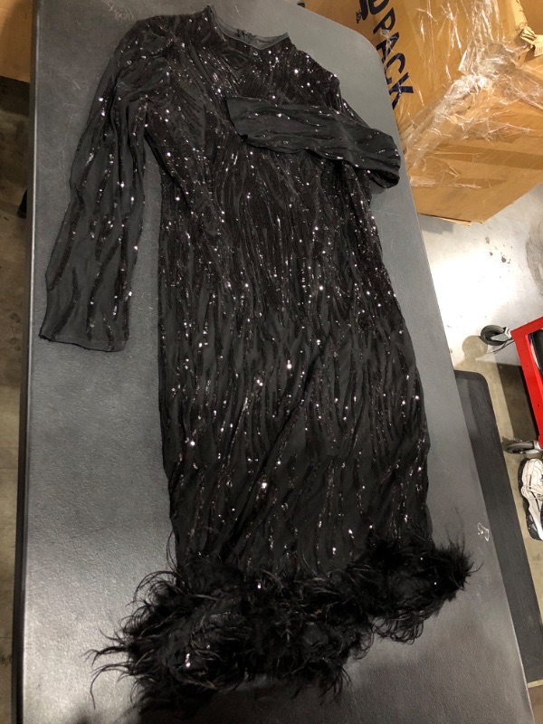 Photo 1 of 2XL Long sleeve sequin fuzzy trimmed dress