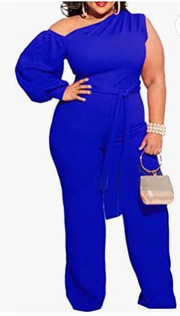 Photo 1 of Aro Lora Women's Plus Size Sexy One Shoulder High Waist One Piece Pant Outfit Wide Leg Jumpsuit Romper XL