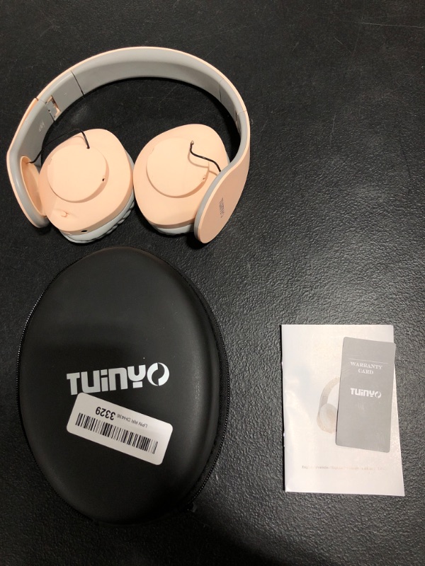 Photo 3 of TUINYO Wireless Headphones Over Ear, Bluetooth Headphones with Microphone, Foldable Stereo Wireless Headsetfor Travel Work TV PC Cellphone -Apricot
