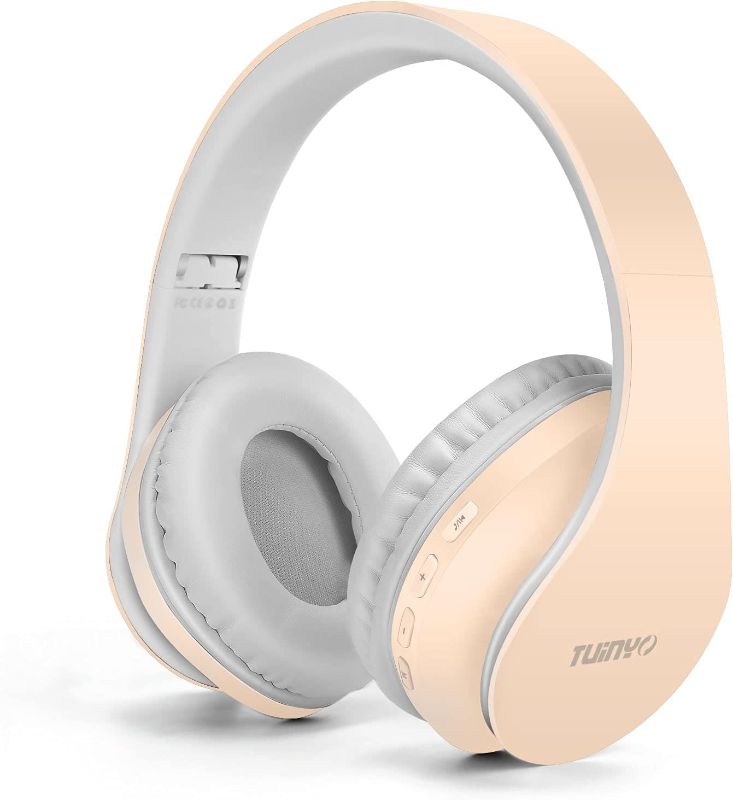 Photo 1 of TUINYO Wireless Headphones Over Ear, Bluetooth Headphones with Microphone, Foldable Stereo Wireless Headsetfor Travel Work TV PC Cellphone -Apricot
