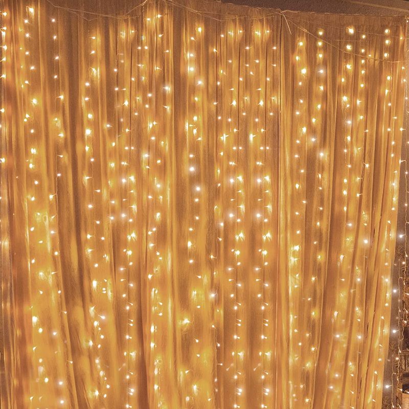 Photo 1 of Twinkle Star 300 LED Window Curtain String Light Wedding Party Home Garden Bedroom Outdoor Indoor Wall Decorations, Warm White
