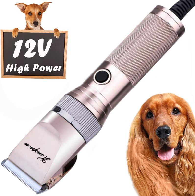 Photo 1 of HANSPROU Dog Shaver Clippers High Power Dog Clipper Low Noise Plug-in Pet Trimmer Pet Professional Grooming Clippers with Guard Combs Brush for Dogs Cats and Other Animal
