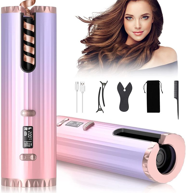 Photo 1 of Hair Curlers, Aliavos Hair Curler Wand with 6 Temp & Timer Auto Rotating Ceramic Barrel Hair Curler with LCD Display, Fast Heating Hair Curling Tools
