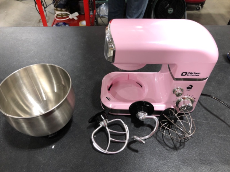 Photo 2 of Kitchen in the box Stand Mixer,3.2Qt Small Electric Food Mixer,6 Speeds Portable Lightweight Kitchen Mixer for Daily Use with Egg Whisk,Dough Hook,Flat Beater (Pink)
