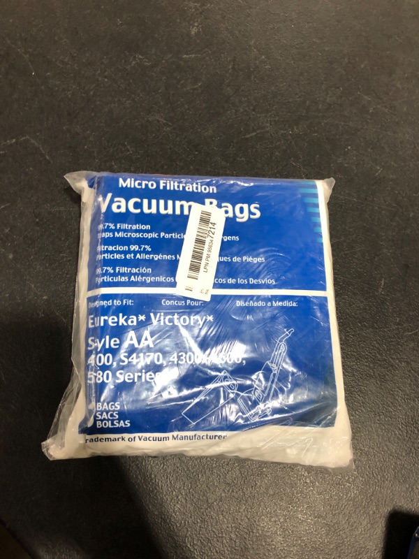 Photo 2 of EnviroCare Replacement Micro Filtration Vacuum Cleaner Dust Bags for Eureka Style AA Victory and True HEPA Uprights. 9 Pack