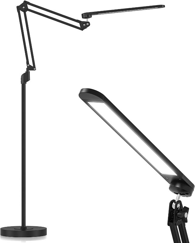 Photo 1 of LED Floor Lamp,VEYFIY 12W Standing Lamp with 5 Color Temperatures,Stepless Dimmer,Indoor Tall Light with 360 Degree Swing Arms,Modern Lamps for Work,Living Room,Sewing,Craft,ETL Listed,Black…
