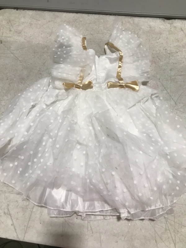 Photo 2 of BBAY GIRL CHRISTENING DRESS -- WHITE WITH GOLD BOWS -- SIZE 4 (1OO) 