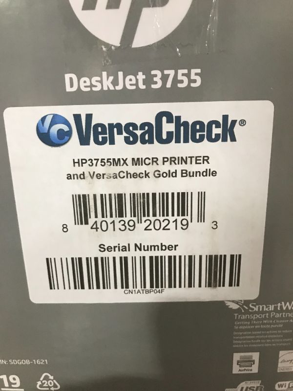 Photo 1 of VersaCheck HP DeskJet 3755 MX MICR Check Printer and VersaCheck Gold Check Printing Software Bundle, (3755MX)