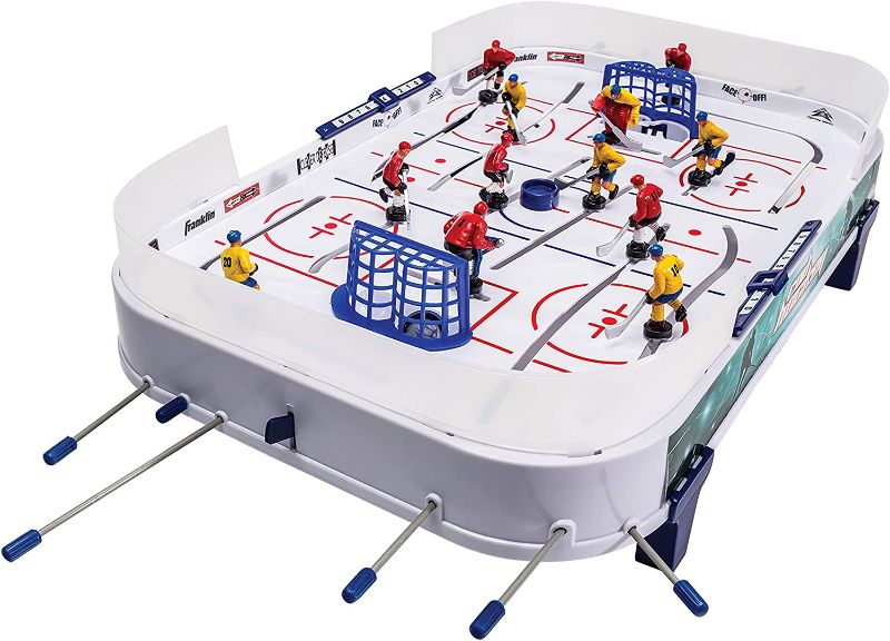 Photo 1 of Franklin Sports Table Top Rod Hockey Game Set - Perfect Hockey Toy + Gameroom Game for Kids + Family - Mini Tabletop Rod Hockey Board + Pucks Included
