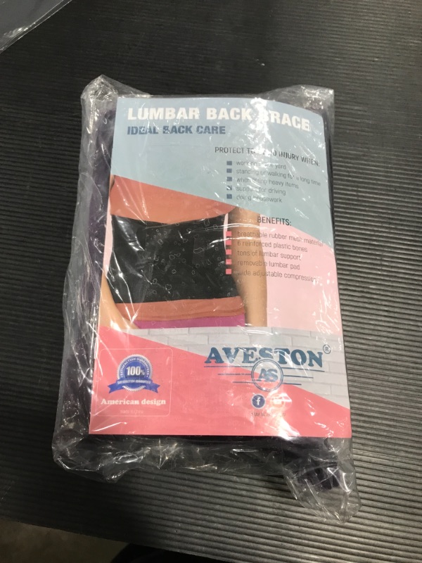 Photo 2 of  28-33 inch Belly AVESTON Back Support Lower Back Brace for Back Pain Relief - Thin Breathable Rigid with 6 ribs Adjustable Lumbar Support Belt Men/Women Keeps Your Spine Straight Safe Herniated Disc 