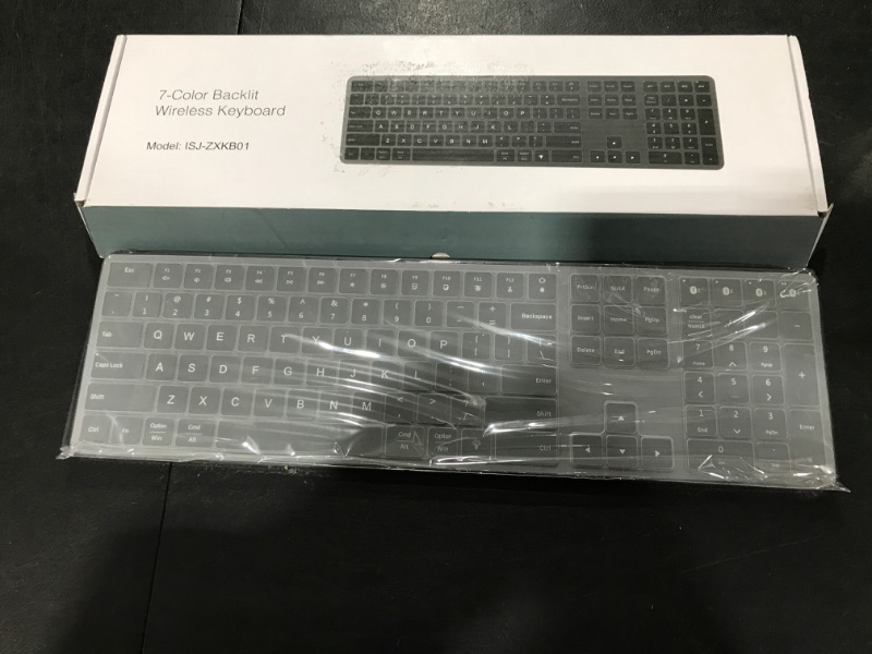 Photo 1 of Universal Backlit 7-Colors & Adjustable Brightness Multi-Device Full Size Wireless Bluetooth Keyboard for Windows, iOS, iPad OS, Android, Computer Desktop Laptop Surface Tablet Smartphone