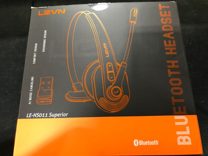 Photo 3 of LEVN Wireless Headset, Bluetooth Headset with Microphone AI Noise Canceling & Mute Button, 35Hrs On-Ear Bluetooth Headphones with USB for Call Center/Trucker/Office/Home/Online Class/Remote Work/Zoom LE-HS011 Superior