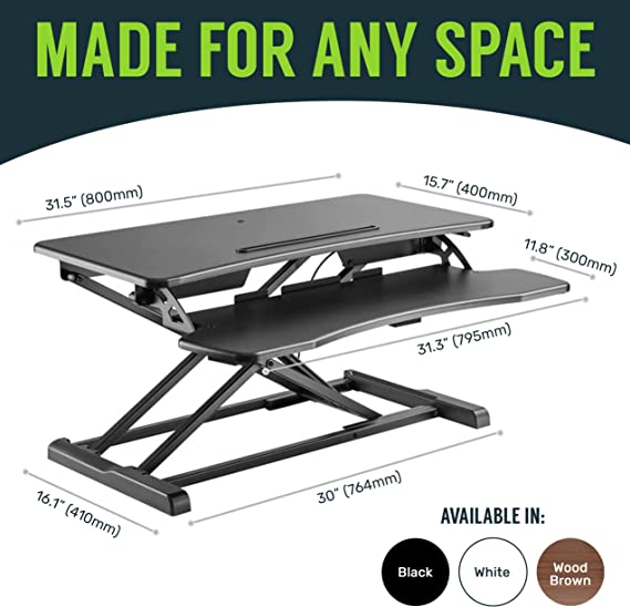 Photo 2 of TechOrbits Standing Desk Converter-32-inch Height Adjustable, MDF Wood, Sit Riser-Black, 32"