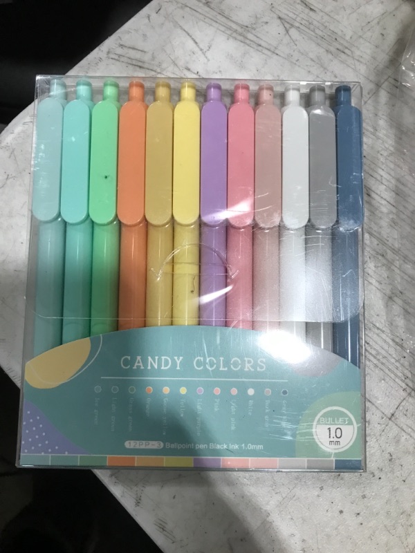 Photo 2 of 12 Piece Pastel Retractable Pretty Journaling Pens, Black Ink Medium Point 1.0 mm Gift Pens