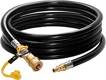 Photo 1 of 12 feet Low Pressure Propane Quick-Connect Hose, RV Quick Connect Propane Hose, Quick Disconnect Propane Hose Extension - 1/4” Safety Shutoff Valve & Male Full Flow Plug for RVs