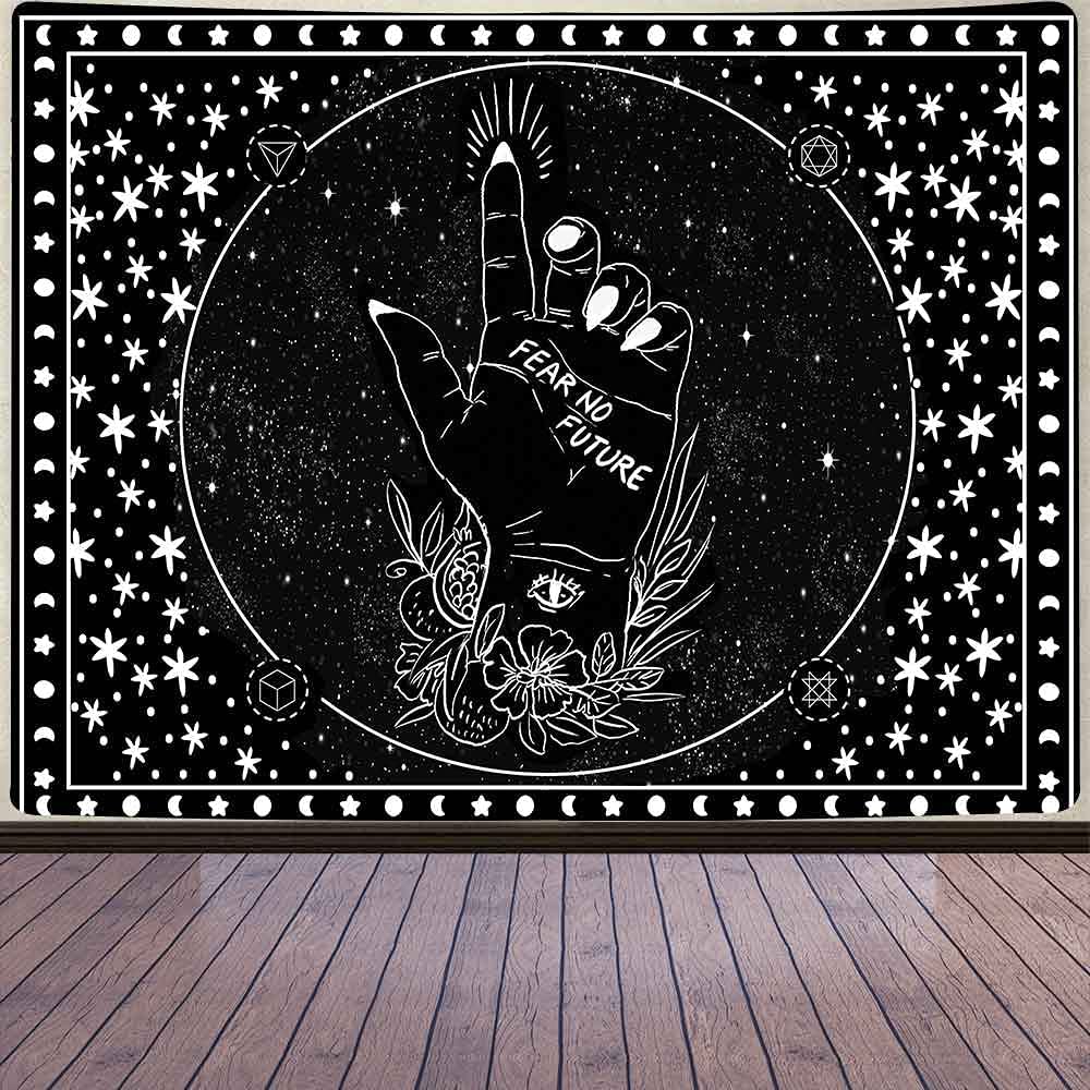 Photo 1 of Aidatain Moon and Star Tapestry Tarot Hand Wizard Altar Divination Wall Hanging Mystic Flannel Large Size 80"60" Tapestries for Bedroom Living Room Dorm Room Home Decor GTLMAT91 