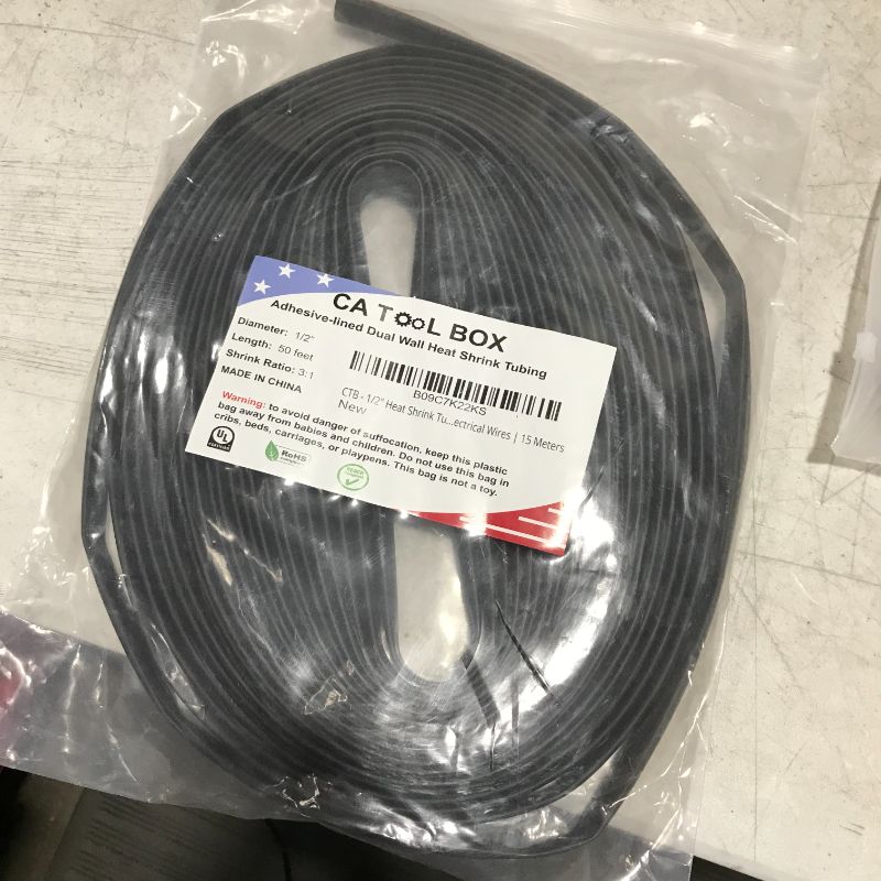 Photo 2 of CTB - 1/4" Heat Shrink Tubing - 50 Feet Roll - Knot Free - Adhesive Lined - 3:1 Ratio - Waterproof - Insulation Tube - Marine Grade - Black Heat Shrink Tube Electrical Sleeve Wires Cable Wrap 6mm 1/4"