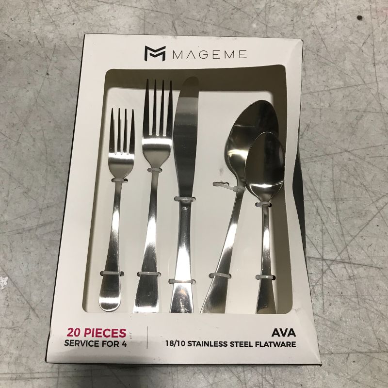 Photo 2 of 20-Piece Silverware Set, MAGEME Premium Stainless Steel Flatware Cutlery Set for 4, Home Restaurant Hotel, Kitchen Utensils Set, Include Forks Spoons, Satin Finish, Dishwasher Safe 