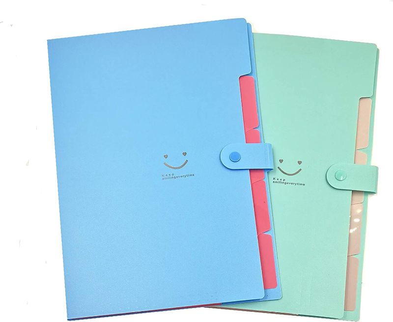 Photo 1 of 2 Pack Expanding File Folders Accordion Folders A4 Letter Size Document Organizer with File Folder Labels(Multicolored) 
