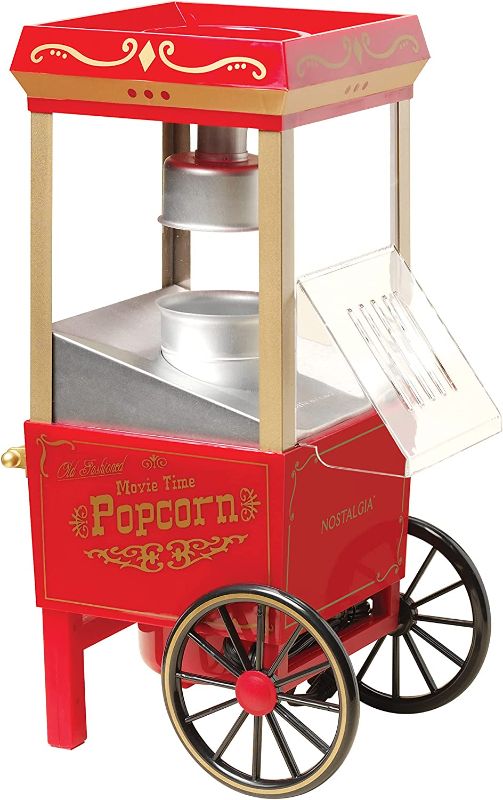 Photo 1 of Nostalgia Popcorn Maker, 12 Cups Hot Air Popcorn Machine with Measuring Cap, Oil Free, Vintage Movie Theater Style, Red