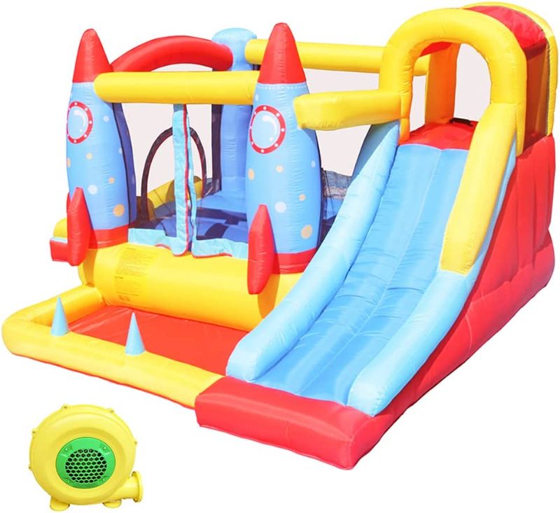 Photo 1 of Doctor Dolphin Inflatable Bounce House for Kids,Double Slides Bounce House with Blower,Jumping Bouncy Castle,Extra Thick Material Kids Bouncer for Kids Outdoor Party Backyard Fun Birthday Gift Toys