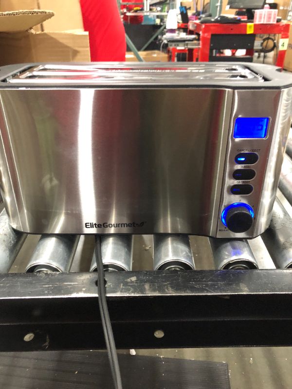 Photo 2 of Elite Gourmet ECT4400B# Long Slot 4 Slice Toaster, Countdown Timer, Bagel Function, 6 Toast Setting, Defrost, Cancel Function, Built-in Warming Rack, Extra Wide Slots for Bagel Waffle, Stainless Steel