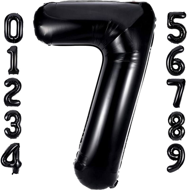 Photo 1 of 40 Inch Large Black Number 7 Balloon Extra Big Size Jumbo Digit Mylar Foil Helium Balloons for Birthday Party Celebration Decorations Graduations Wedding Anniversary Baby Shower Supplies Photo Shoot