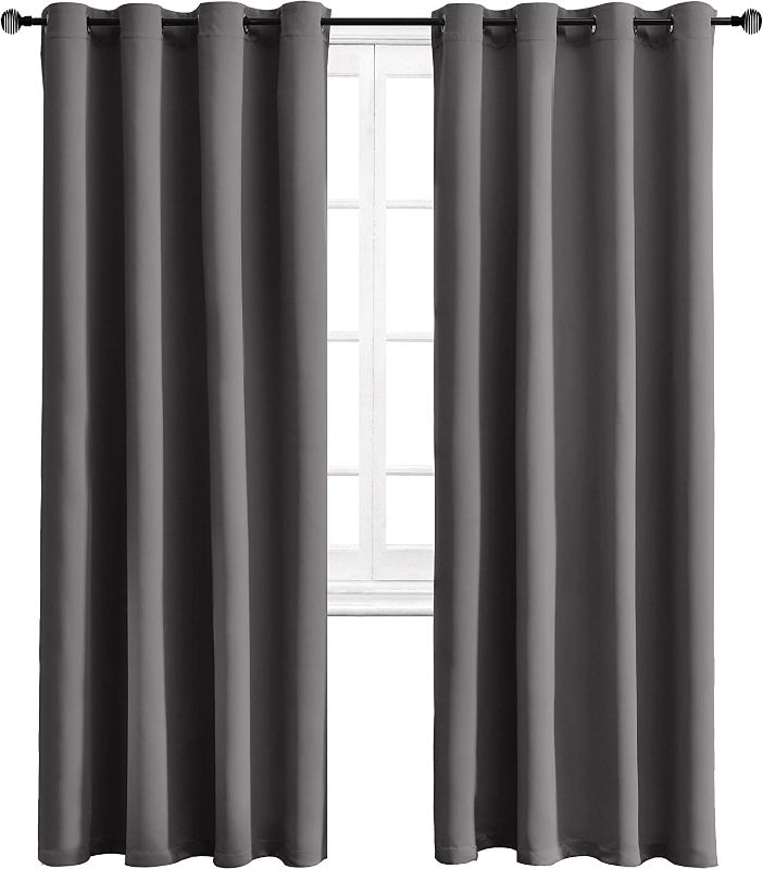 Photo 1 of  Blackout Curtains Thermal Insulated with Grommet Room Darkening Curtains for Bedroom, 52 x 84 inch, Grey, 2 Panels