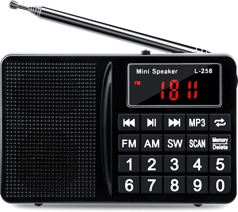 Photo 1 of Small Portable Radio FM AM SW All-Band Receiver with Best Reception, with Headset Output/AUX Input/MP3/External Speaker/TF Card,Stores Stations Automatically and Powered by Lithium Battery