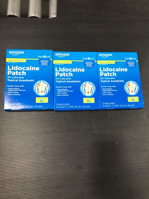 Photo 2 of Amazon Basic Care Lidocaine Patch, 4% Lidocaine, Topical Anesthetic, Desensitizes Aggravated Nerves, 5 Count