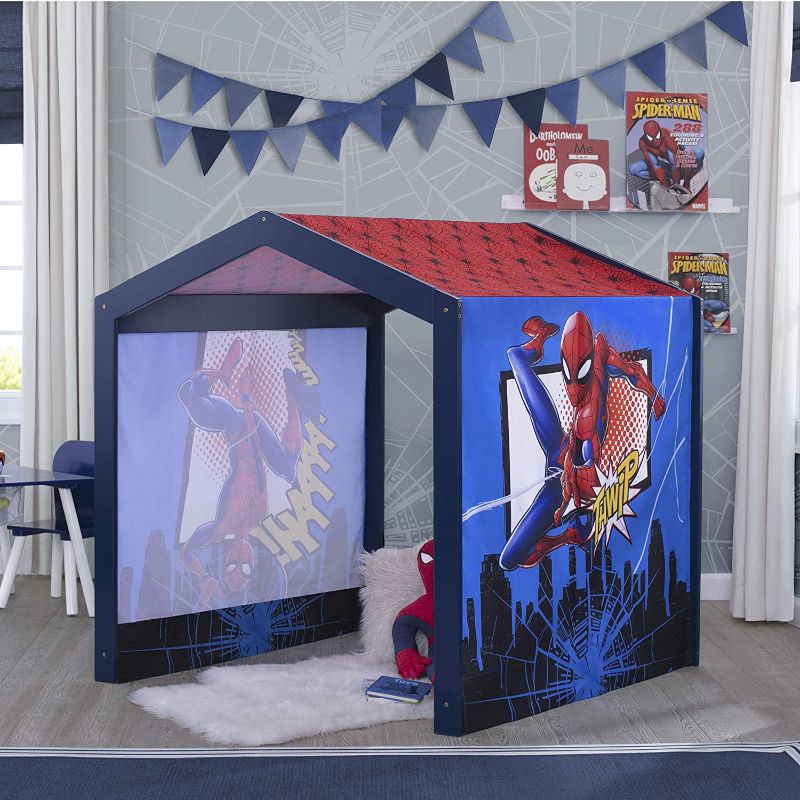 Photo 1 of Marvel Spider-Man Indoor Playhouse with Fabric Tent for Boys and Girls by Delta Children, Great Sleep or Play Area for Kids - Fits Toddler Bed, Greenguard Gold Certified