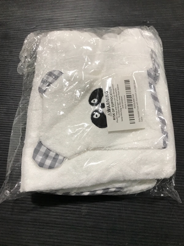 Photo 2 of Brooklyn Bamboo Baby Bath Towel Set in Panda Theme Style with Ears Super Soft Quick Dry White Color 1 Baby Towel 1 Washcloth 1 Bath Glove for Newborn Toddler and Kids
