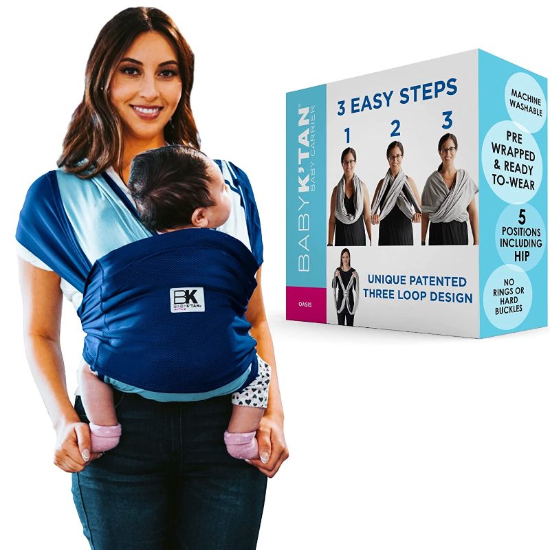 Photo 1 of Baby K'tan Baby Wrap Carrier - Pre Wrapped, Hygienic Sport Performance Blend Sling - UVA and UVB Sunblocking Protection - HeiQ Technology, Quick Drying Fabric - Active Oasis Turquoise & Blue (Small)
