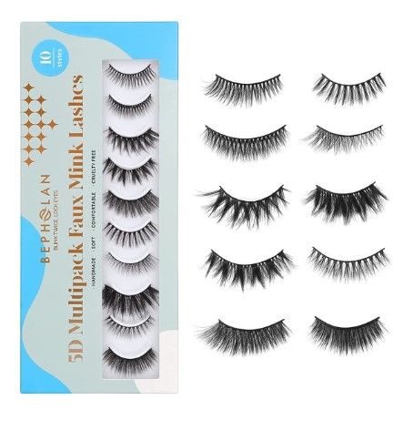 Photo 1 of BEPHOLAN False Eyelashes, Natural Lashes?10 Pairs Different Styles Mix False Eyelashes Natural Look ,5D Faux Mink Lashes,100% Handmade?Super Soft & Reusable - 2 pack 
