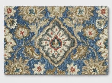 Photo 1 of 2'x3' Floral Tufted Accent Rugs Navy - Threshold™

