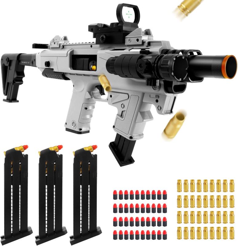 Photo 1 of IZOKEE Combination Soft Bullet Toys Gun for Boys, Empty Shell Ejecting Design, 2 Modes Blasting Toy Foam Blaster with 80 Soft Foam Bullets, 3 Magazines, Gifts for Boys Girls Birthday Christmas
