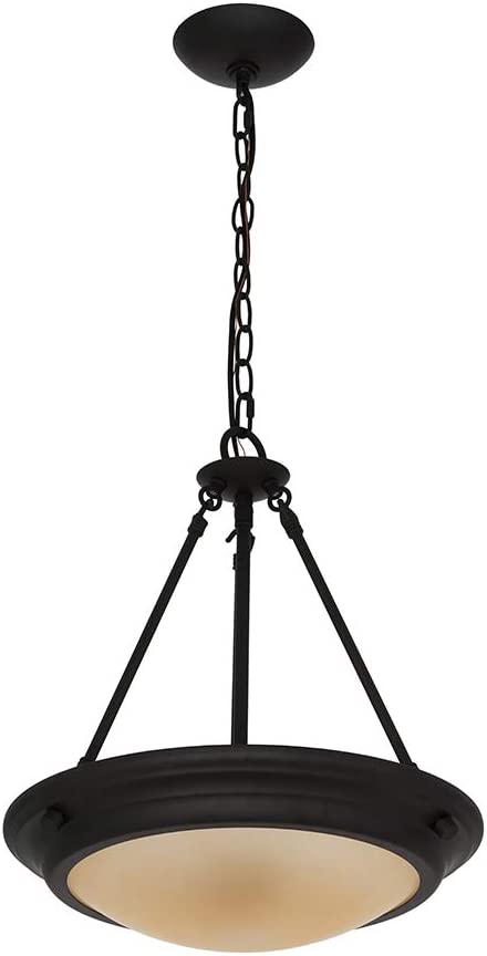 Photo 1 of Amazon Brand – Ravenna Home Classic Integrated LED Pendant Light, Bulbs Included, Adjustable 18-72"H, Dark Bronze
