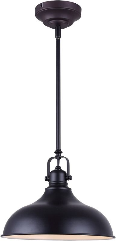 Photo 1 of CANARM LPL103A01BK Sussex Integrated LED 1 Light Pendant with Metal Shade, Black
